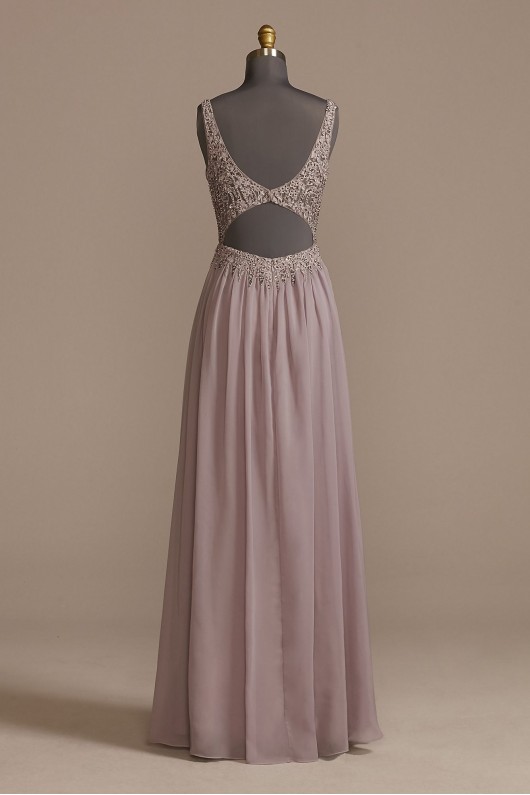 New Style Plunge Long A-line Beaded WBM2466 Chiffon Prom Dress