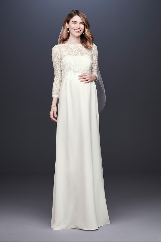 3/4 Sleeve Crepe Maternity Sheath Wedding Dress  Collection 4XLWG3921