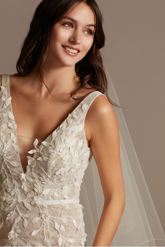 3DLeaves Applique Lace Petite Wedding Dress Melissa Sweet 7MS251223