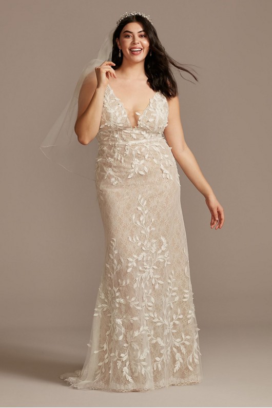 3D Leaves Applique Lace Plus Size Wedding Dress Melissa Sweet 8MS251223