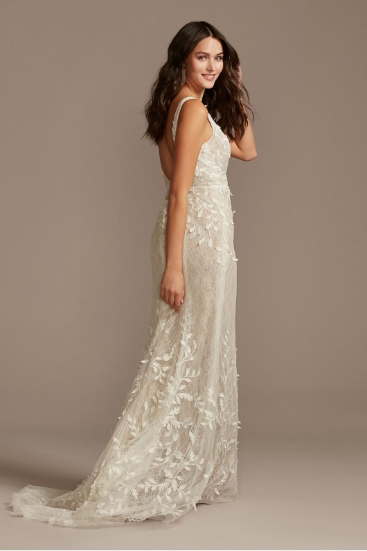 3D Leaves Applique Lace V-Neck Wedding Dress Melissa Sweet MS251223
