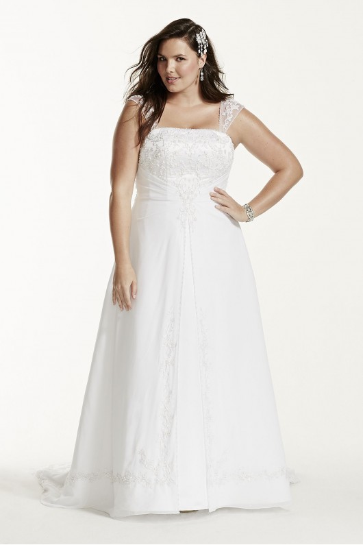 A-Line Plus Size Wedding Dress with Cap Sleeves  Collection 9NTV9010