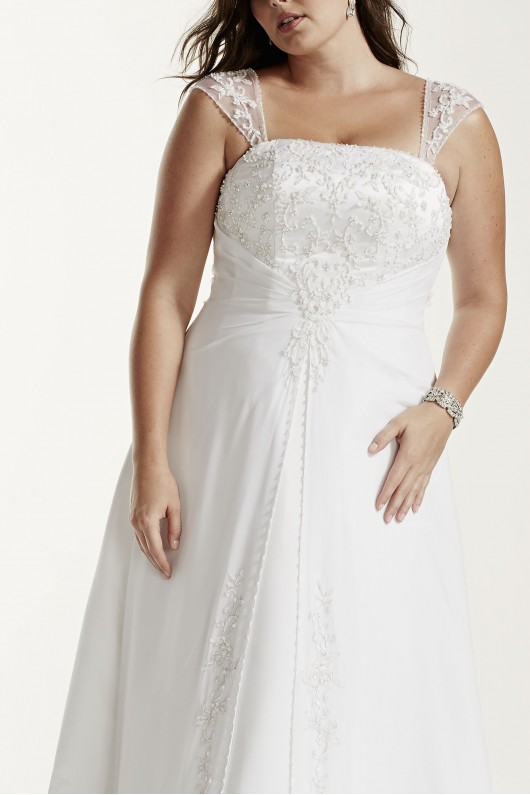 A-Line Plus Size Wedding Dress with Cap Sleeves  Collection 9NTV9010