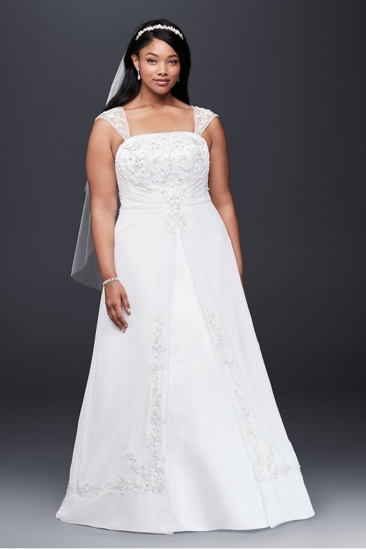 A-Line Plus Size Wedding Dress with Cap Sleeves  Collection 9V9010