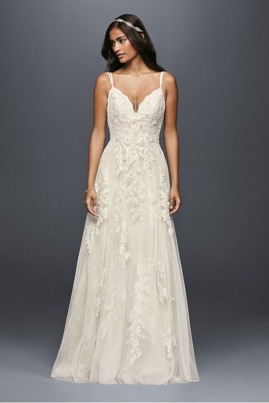 A-Line Scalloped Wedding Dress with Double Straps Melissa Sweet 4XLMS251177