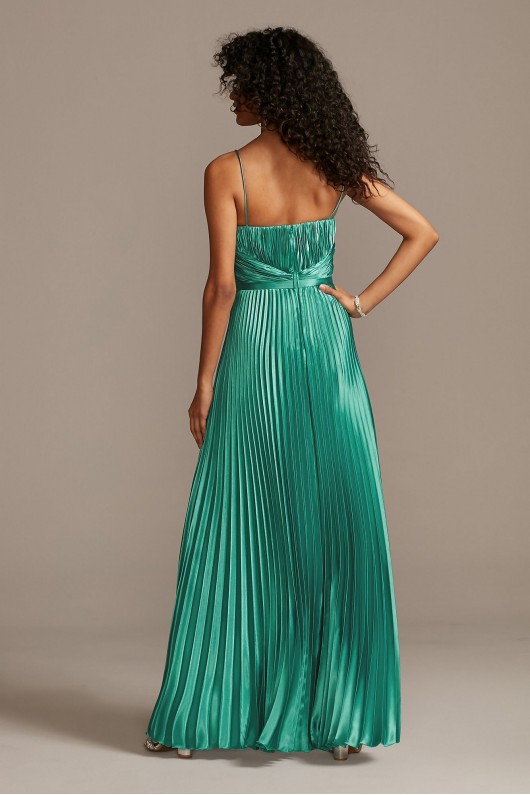 Accordion Pleat Satin A-Line Dress Betsy and Adam A22739
