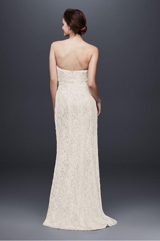 Allover Beaded Lace Sheath Gown with Empire Waist Galina S8551