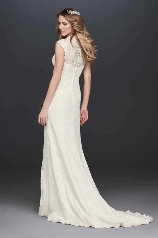 Allover Lace Cap Sleeve Sheath Wedding Dress  Collection WG3910
