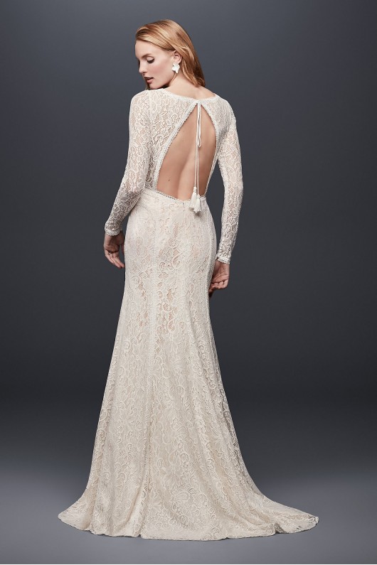 Allover Lace Long-Sleeve Sheath Wedding Dress Galina WG3914