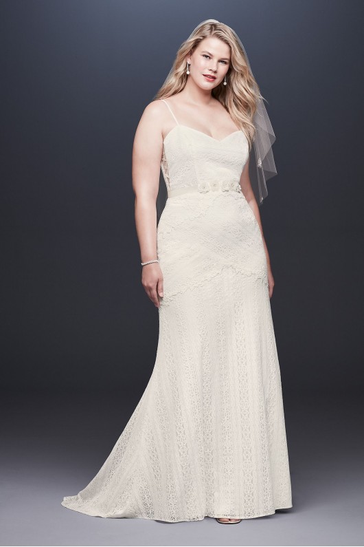 Allover Lace Tank Sheath Plus Size Wedding Dress Galina 9WG3916