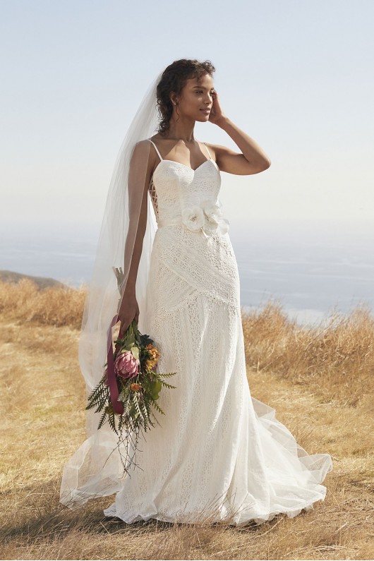 Allover Lace Tank Sheath Wedding Dress Galina WG3916