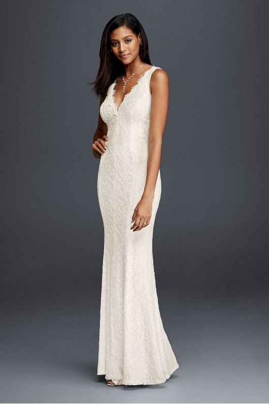Allover Lace V-Neck Sheath Wedding Dress DB Studio 183626DB