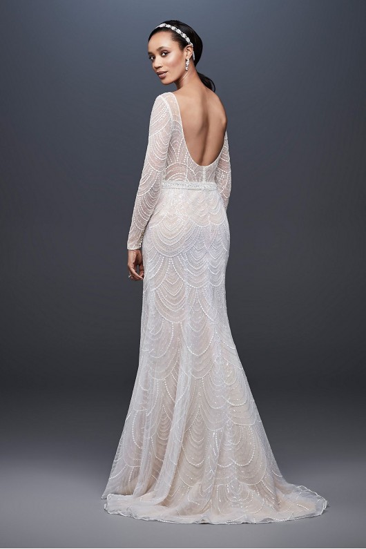 Allover Sequin Art Deco Sheath Wedding Dress  SWG799