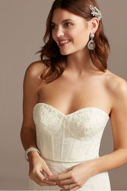 Allover Sequin Corset Petite Wedding Dress  7SWG854