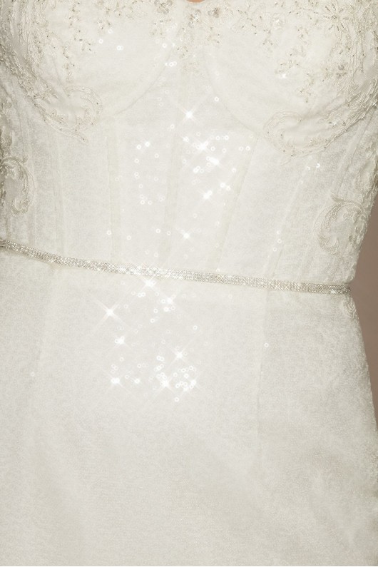 Allover Sequin Corset Petite Wedding Dress  7SWG854