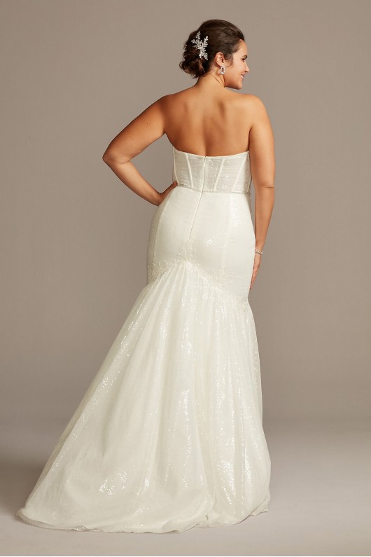 Allover Sequin Corset Plus Size Wedding Dress  9SWG854