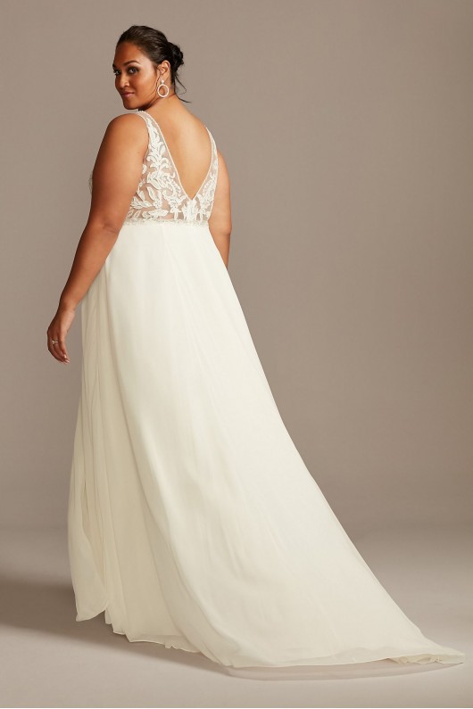 Applique Illusion Chiffon Plus Size Wedding Dress  9SWG842
