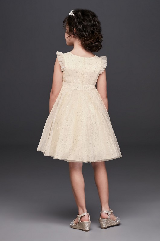 Applique Waist Glitter Tulle Flower Girl Ball Gown  OP250