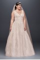 Appliqued Tulle-Over-Lace Plus Size Wedding Dress  8CWG792