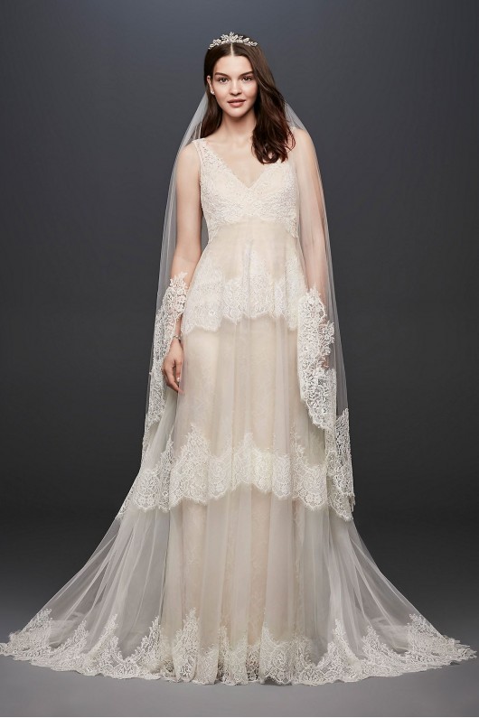 Banded Eyelash Lace Layered Wedding Dress Melissa Sweet MS251189