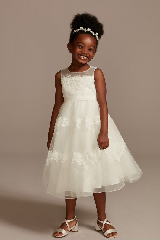Banded Lace Illusion Flower Girl Dress  WG1374