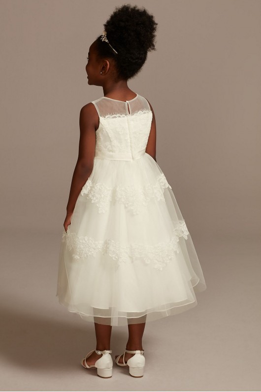 Banded Lace Illusion Flower Girl Dress  WG1374