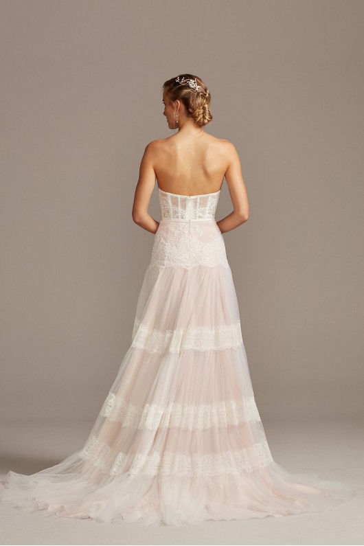 Banded Lace Point DEsprit Petite Wedding Dress Melissa Sweet 7MS251204