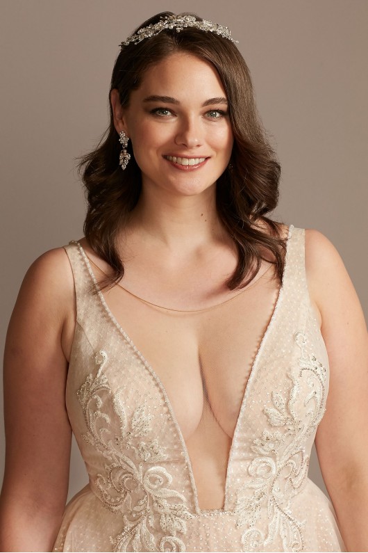 Bead Brocade Sequin Layer Plus Size Wedding Dress  9SWG836