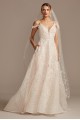 Beaded Applique Wedding Dress with Swag Sleeves  CWG875