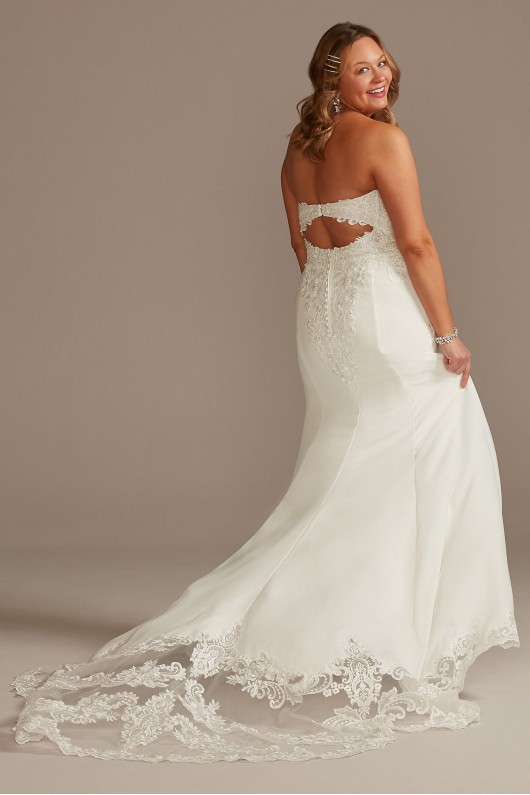 Beaded Bodice Lace Crepe Tall Plus Wedding Dress  4XL9LBSV830