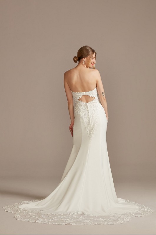 Beaded Bodice Lace Wedding Dress with Back Strap  LBSV830