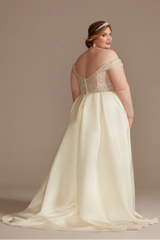 Beaded Bodice Off Shoulder Plus Size Wedding Dress  8CWG890