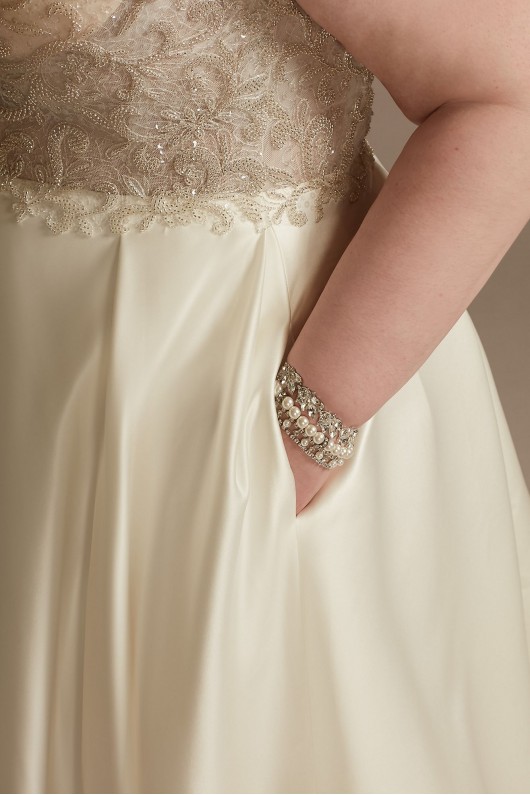 Beaded Bodice Off Shoulder Tall Plus Wedding Dress  4XL8CWG890