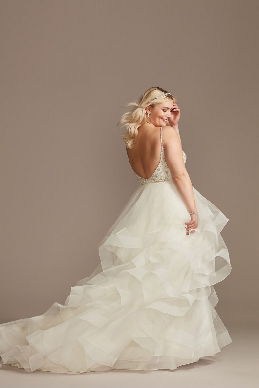 Beaded Bodice Tiered Skirt Tall Plus Wedding Dress  4XL9WG4007
