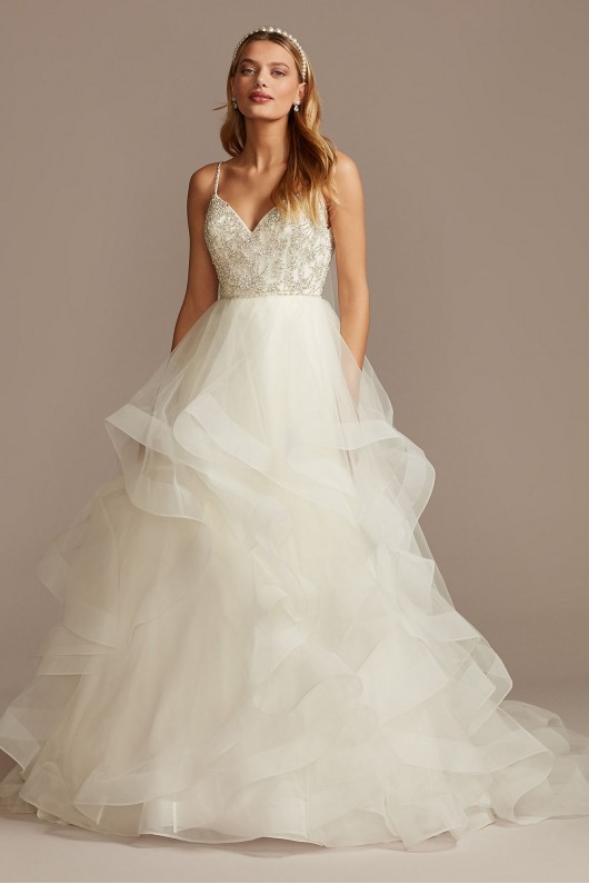 Beaded Bodice with Tiered Skirt Wedding Dress  WG4007