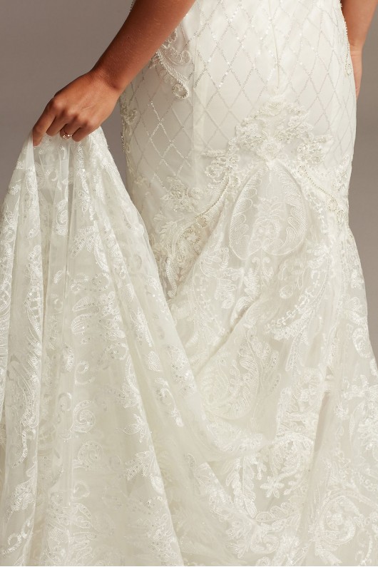 Beaded Brocade Embellished Mermaid Wedding Dress  SWG835
