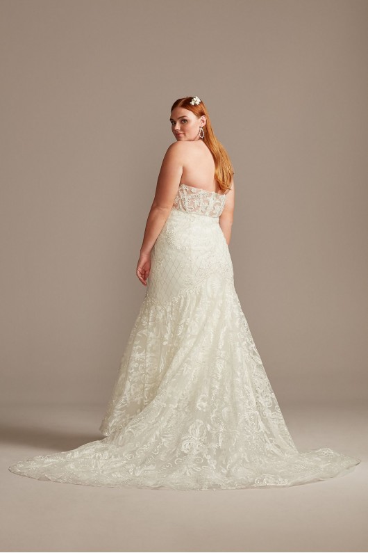 Beaded Brocade Embellished Plus Size Wedding Dress  9SWG835