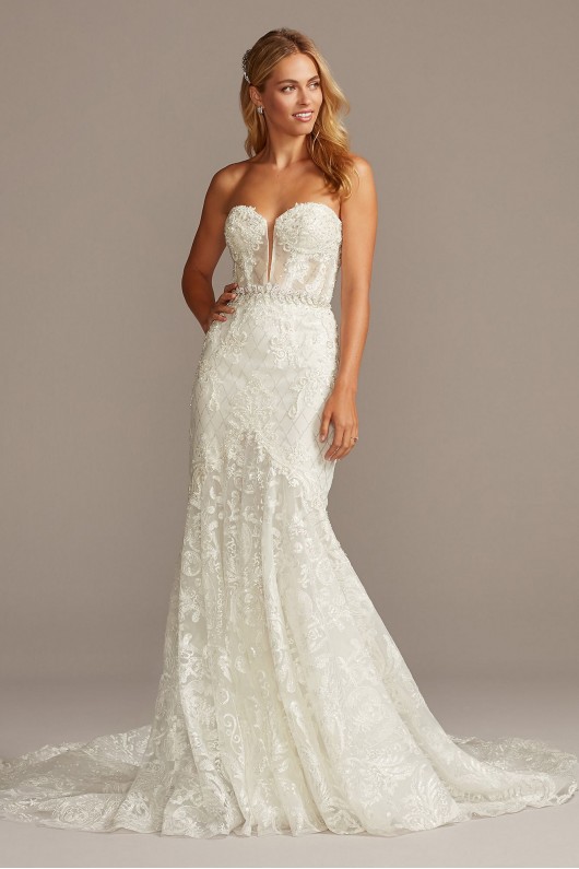 Beaded Brocade Embellished Tall Wedding Dress  4XLSWG835