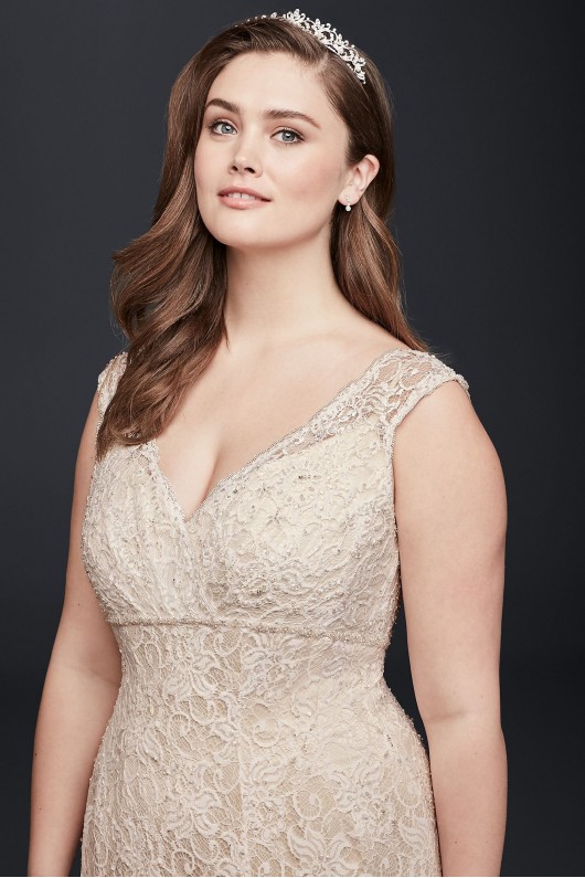 Beaded Cap Sleeve Lace Plus Size Wedding Dress  Collection 9T9612