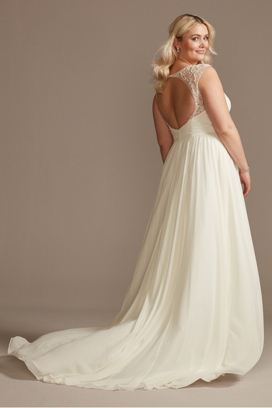 Beaded Cutout Back Chiffon Tall Plus Wedding Dress  4XL9WG4003