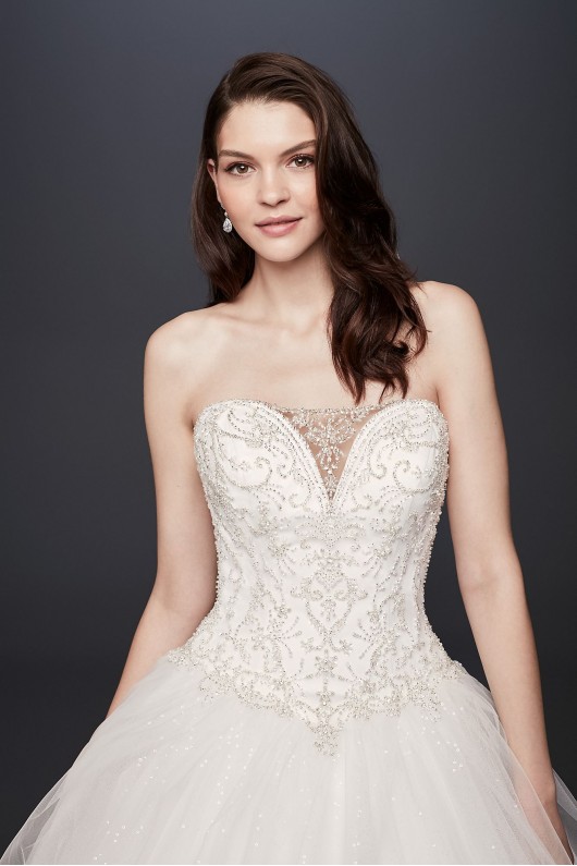 Beaded Illusion Bodice Ball Gown Wedding Dress  Collection V3849