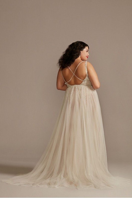 Beaded Illusion Plus Size Bodysuit Wedding Dress  9MBSWG837