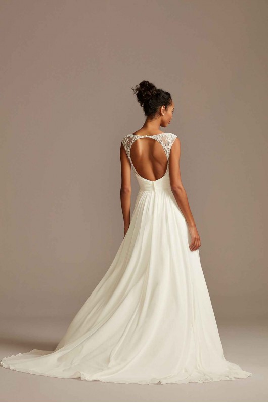 Beaded Keyhole Back Tall Chiffon Wedding Dress  4XLWG4003