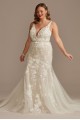 Beaded Lace 3D Floral Plus Tulle Wedding Dress  9SWG897