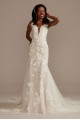 Beaded Lace 3D Floral Tall Tulle Wedding Dress  4XLSWG897