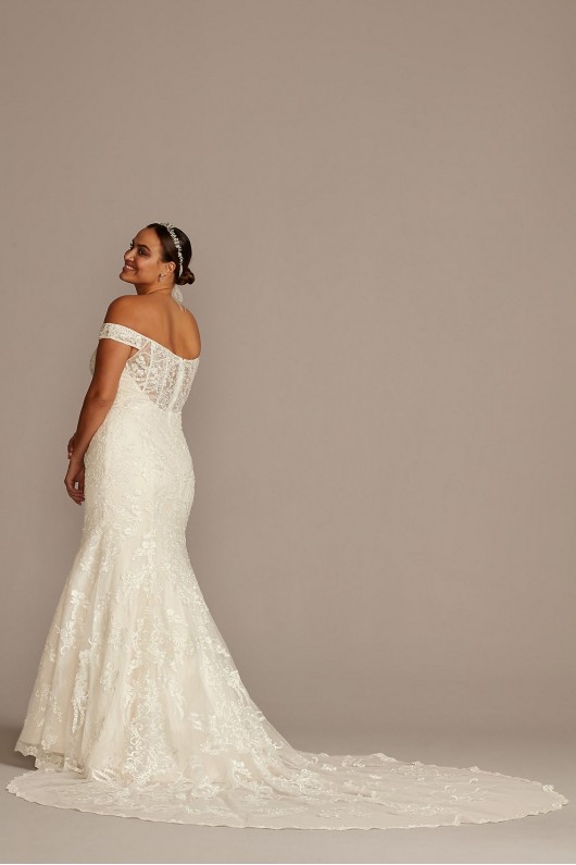 Beaded Lace Mermaid Plus Size Wedding Dress  8XTCWG808