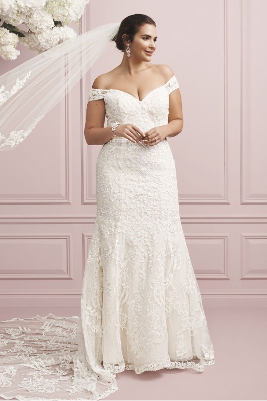 Beaded Lace Mermaid Plus Size Wedding Dress  8XTCWG808