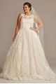 Beaded Lace Pleated Skirt Plus Size Wedding Dress  4XL8CWG780