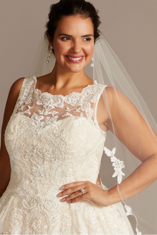 Beaded Lace Pleated Skirt Plus Size Wedding Dress  4XL8CWG780