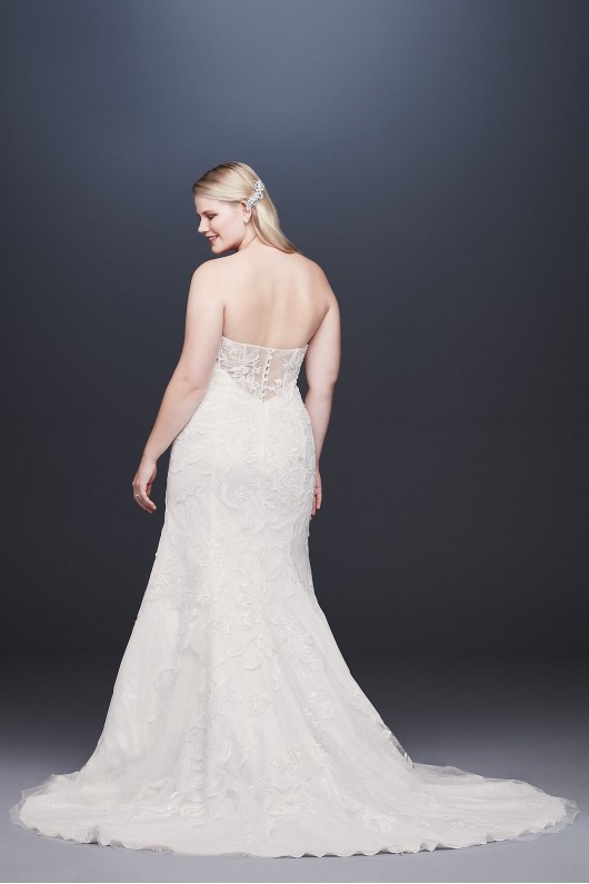 Beaded Lace Plus Size Tulle Mermaid Wedding Dress  9SWG810